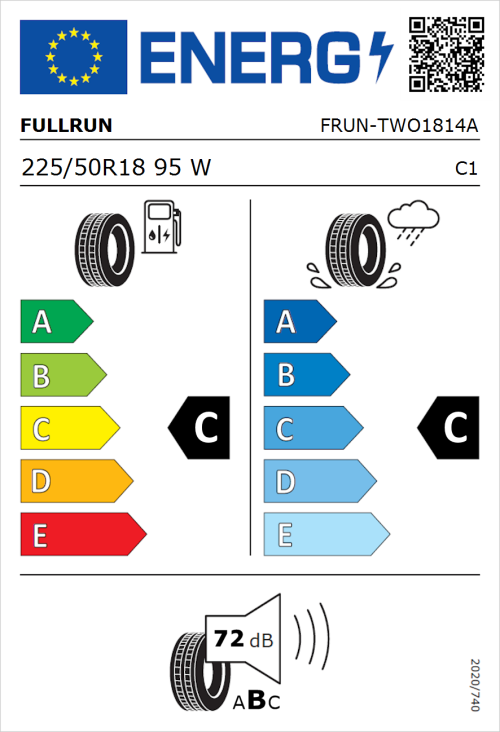 Tyre Label for Fullrun Frun Two 225/50R18 95W